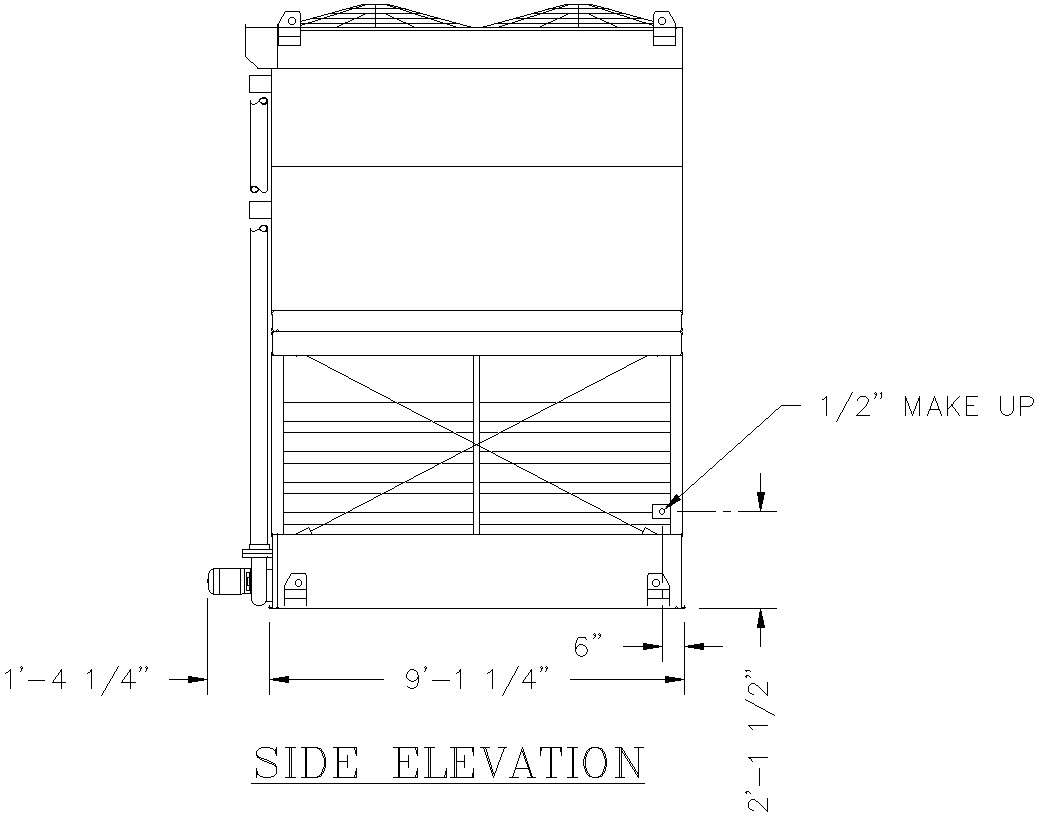 Side Elevation Of Evaporative Condenser In Detail Autocad 2d Drawing Dwg File Cad File Cadbull 