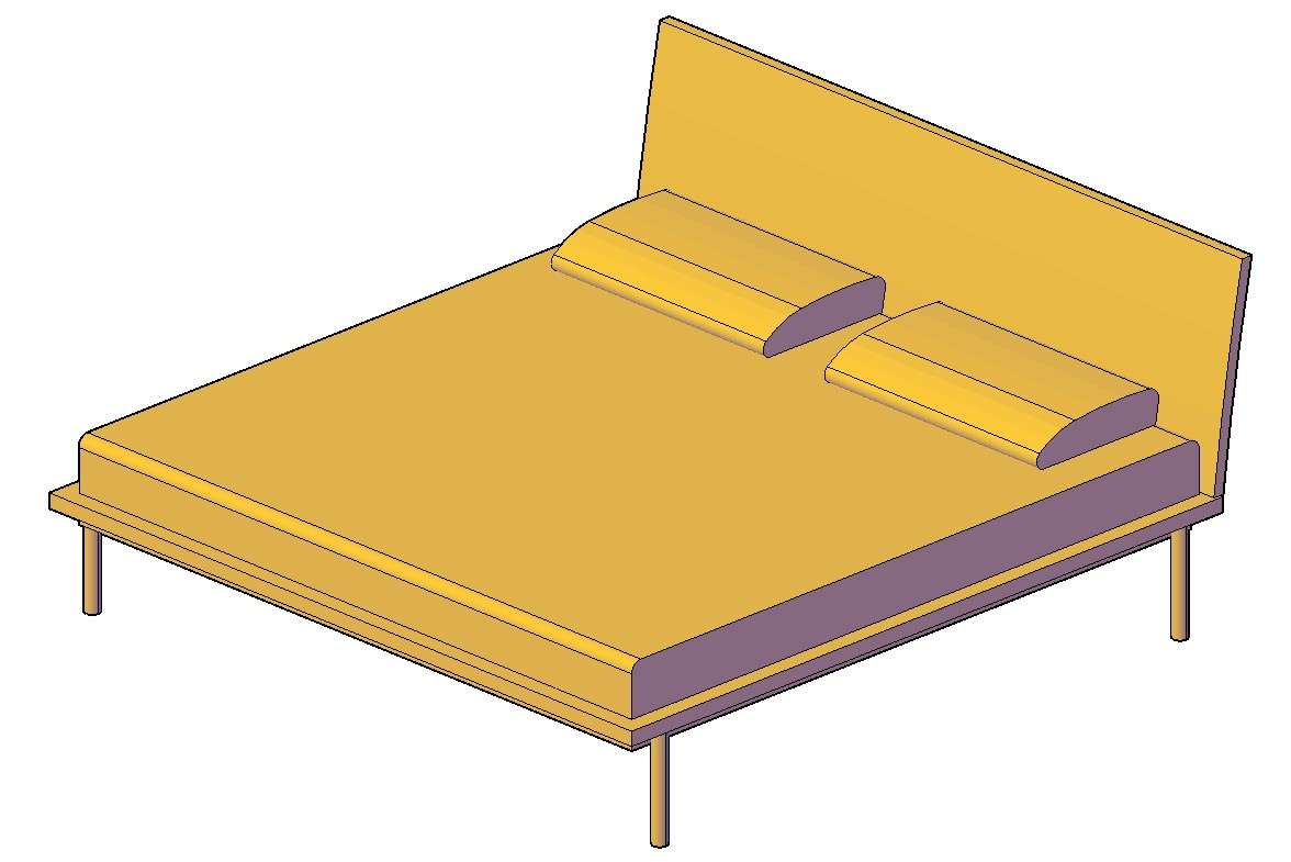 Simple Bed Design - Cadbull
