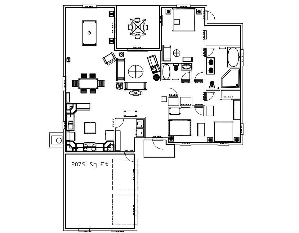  Simple  House  Plan  With Fully Furnished Drawing  DWG  Free 