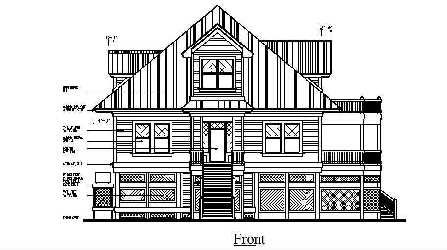 Simple house front elevation drawing dwg free file Thu Jan 2020 07 07 04