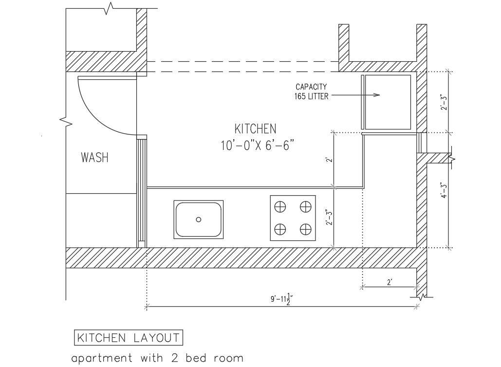 Simple kitchen lay-out detail - Cadbull