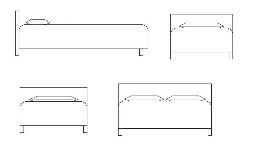Bed 2D CAD Block