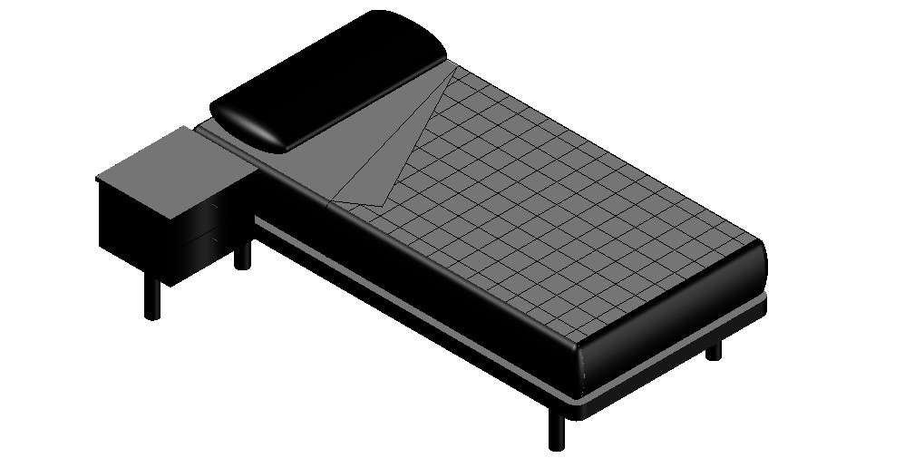 Single Bed 3d Furniture CAD Block - Cadbull