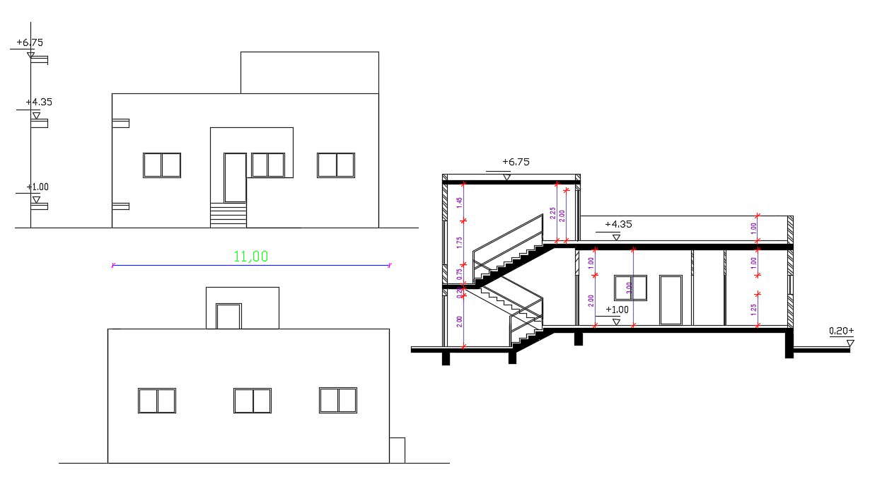 Single Storey House Section Elevation Design CAD File - Cadbull