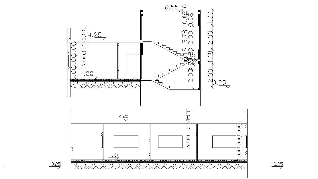 Single Story Bungalow Sectional Drawing Download - Cadbull