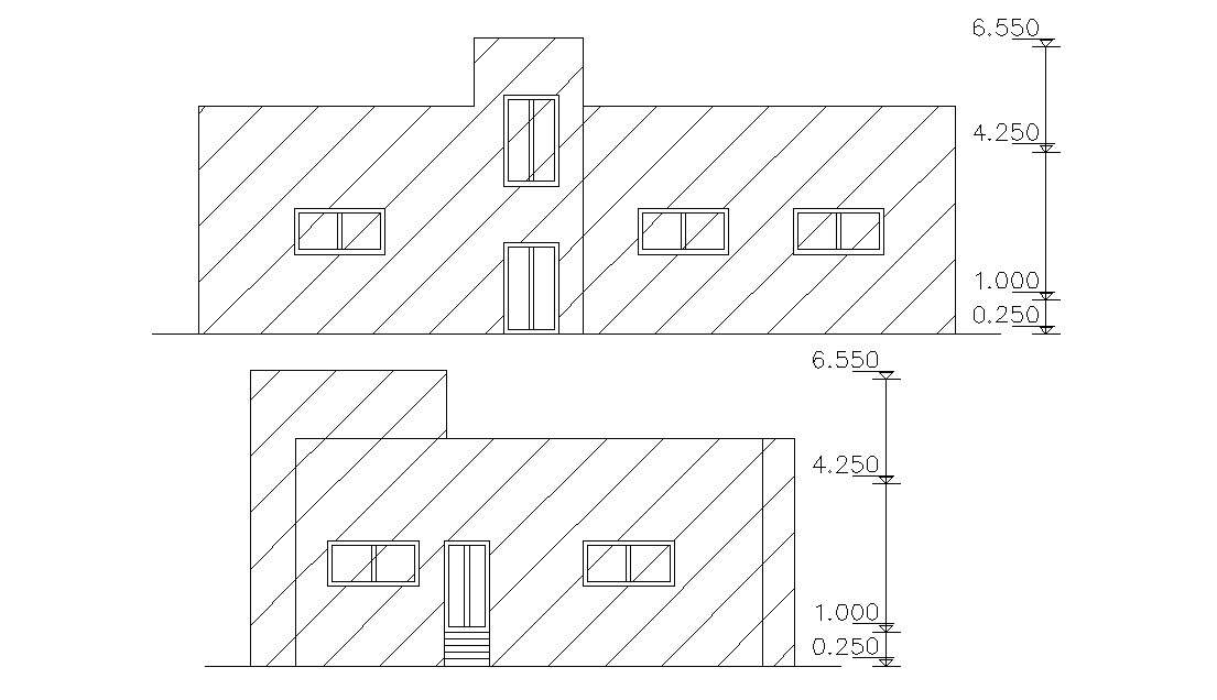 Single Story House Two Elevation Design AutoCAD File - Cadbull