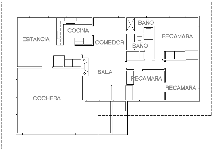 Single family house architecture layout plan details dwg file - Cadbull