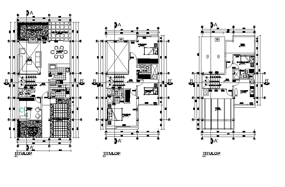 Single housing building detail plan 2d view layout file - Cadbull