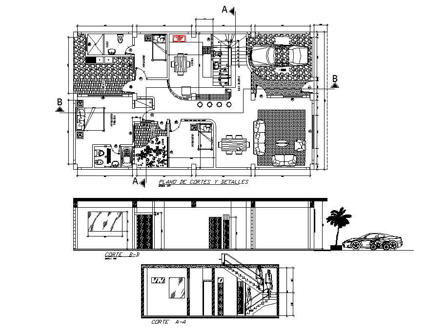 Single Story House Section And Layout Plan Cad Drawing Details Dwg File Cadbull