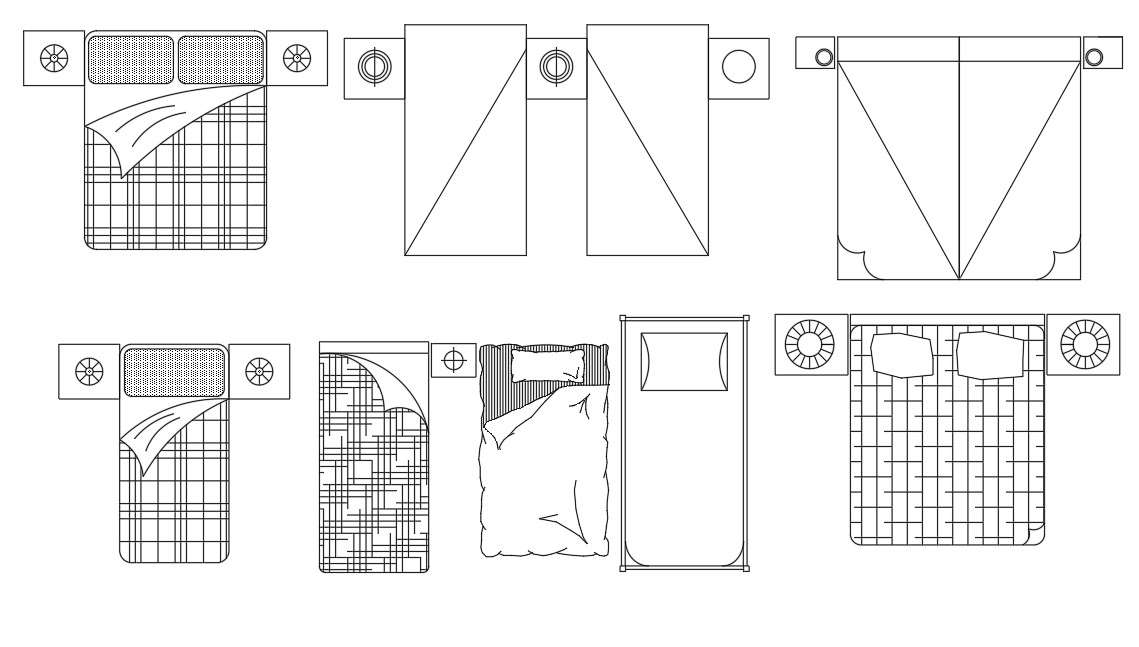 Single And Double Bed CAD Blocks Drawing DWG File - Cadbull