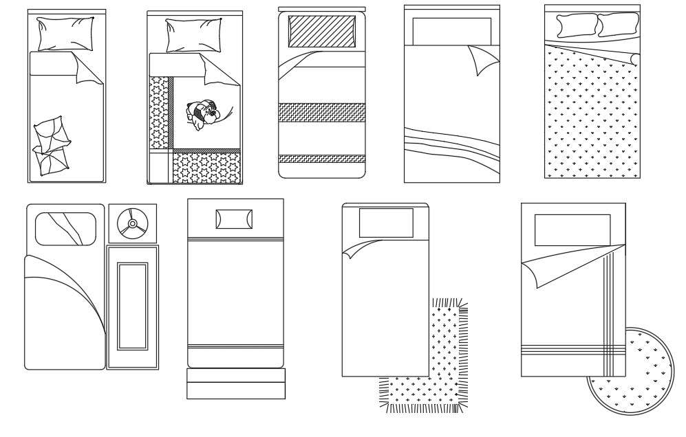 Single Bed Furniture CAD Blocks Free Download Cadbull