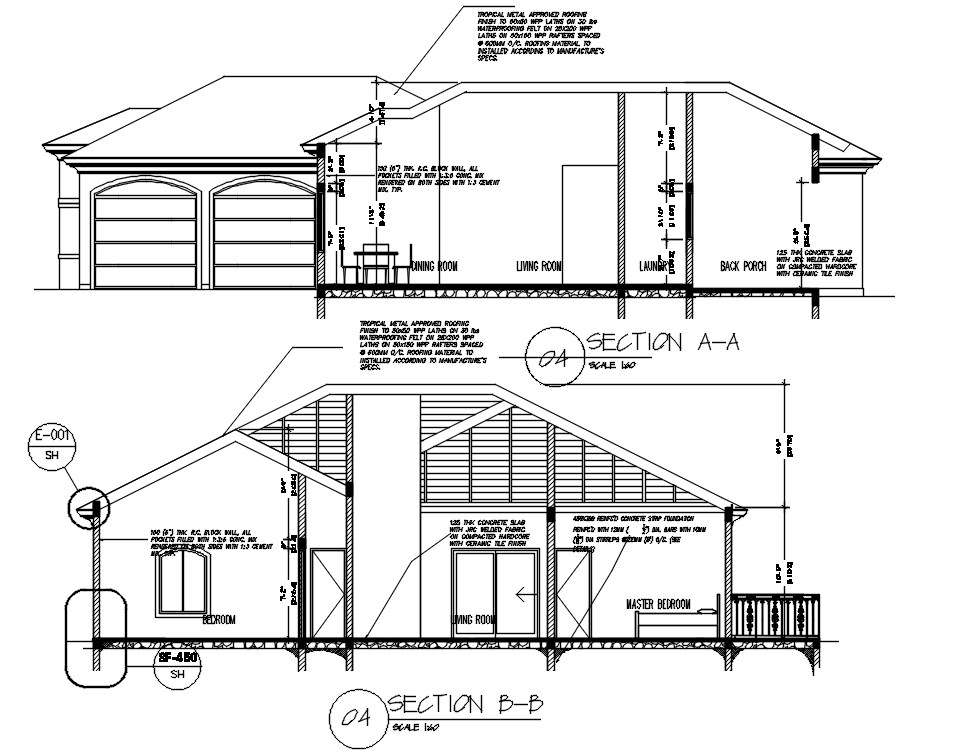 Single Storey House Section CAD Drawing Download DWG File - Cadbull