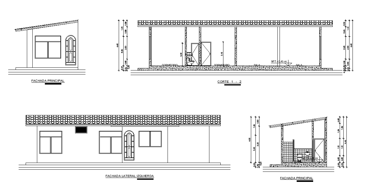 Single Storey Residence Building Section and Elevation Design Free
