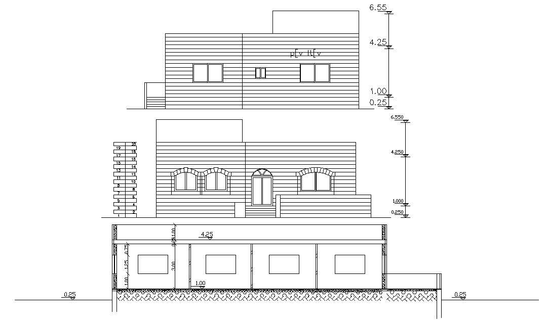 Storey House With Section And Elevation In Dwg File Cadbull