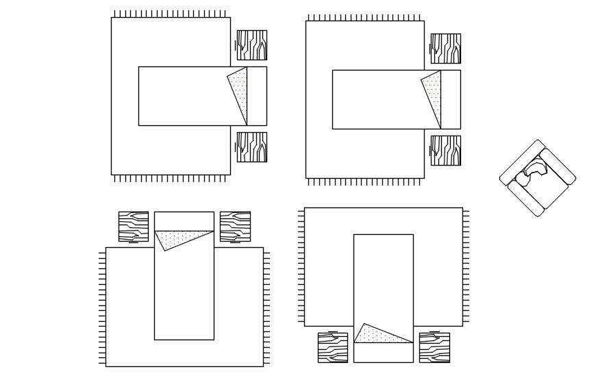 Single bed CAD blocks in AutoCAD 2D drawing, CAD file, dwg file - Cadbull