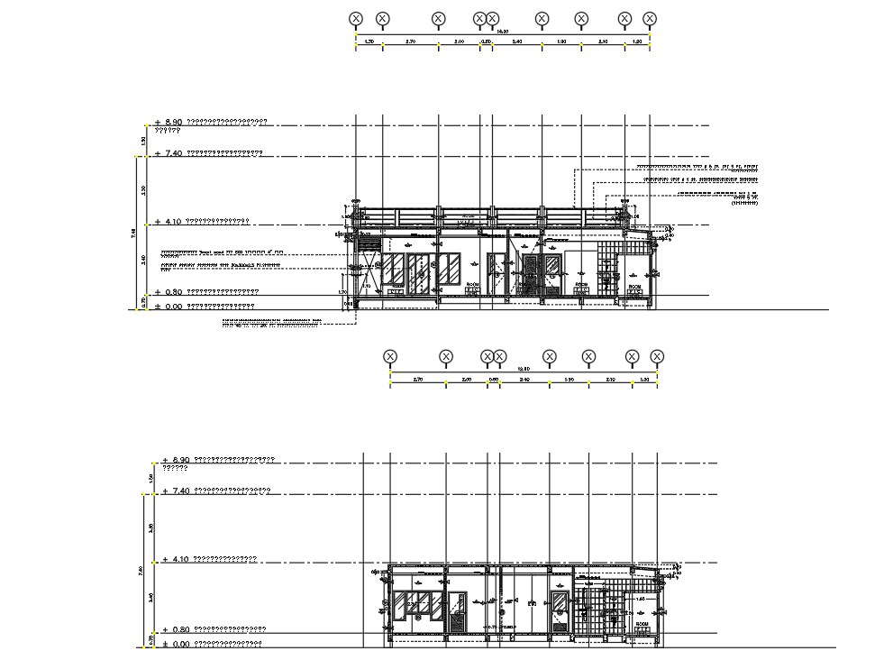 Single storey single bedroom House section details are given in this ...