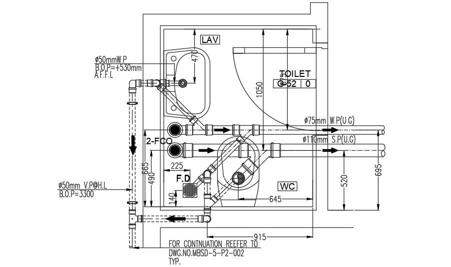 Sink And WC Plumbing Layout Cadbull rome-airports-fiumicino-fco-and-ciampino-cia