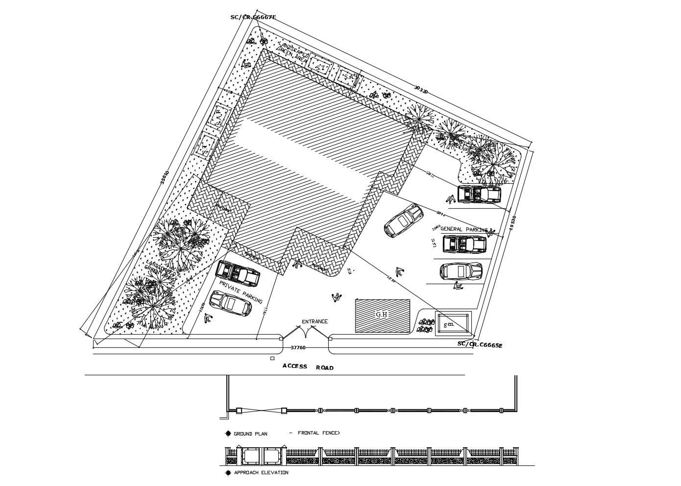 Site layout plan of residential building with detail dimension in dwg file  - Cadbull