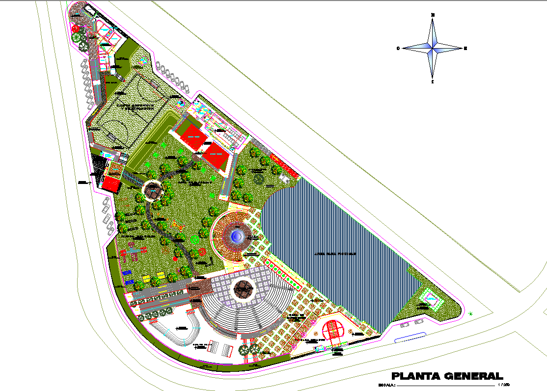 Site plan layout detail view dwg file - Cadbull