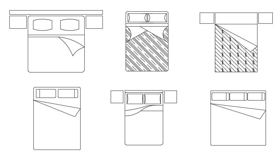 Six Different Types Of D Bed Design Autocad Furniture Drawing Blocks Download The AutoCAD