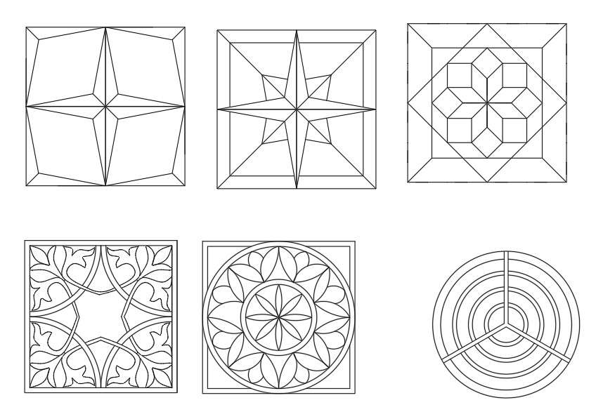 Six various types of wall art design block, Download the AutoCAD file