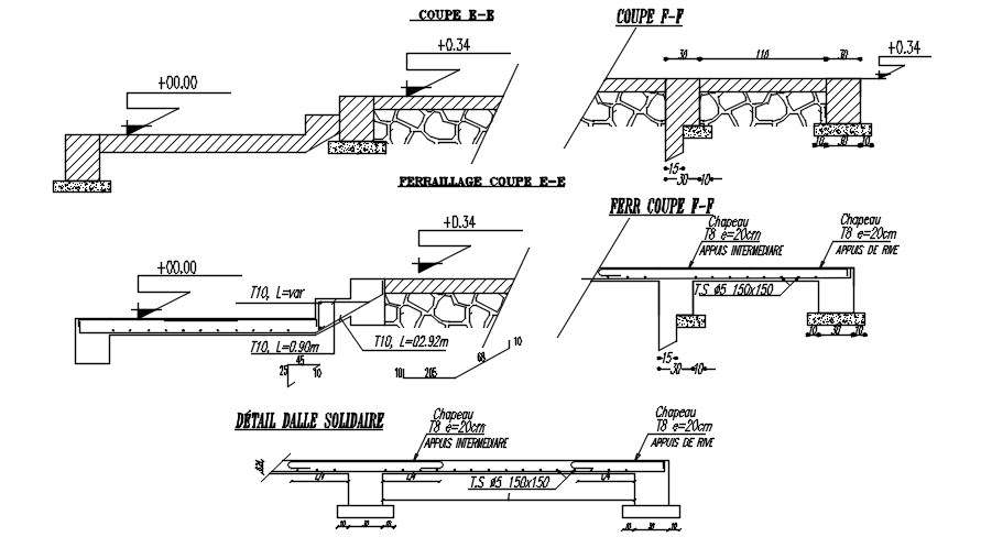 Slab and staircase reinforcement details design in AutoCAD 2D drawing ...