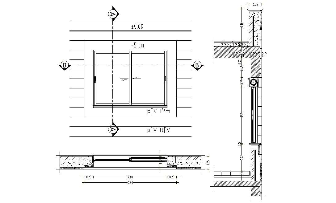 Sliding Window Elevation plan section AutoCAD Design Cadbull