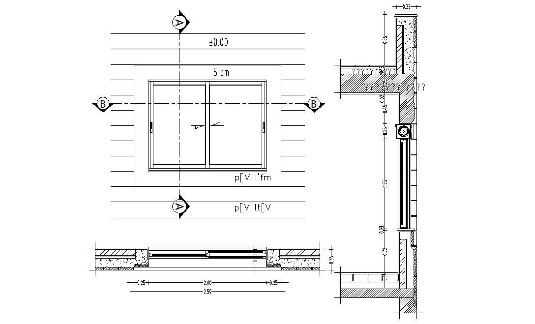 Sliding Window Elevation Plan Section Autocad Design Cadbull