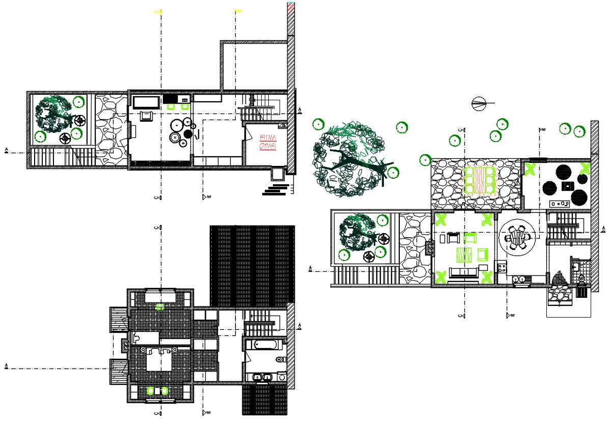 Small House Furniture Layout Plan With Garden CAD Drawing - Cadbull on Garden Cad
 id=56699