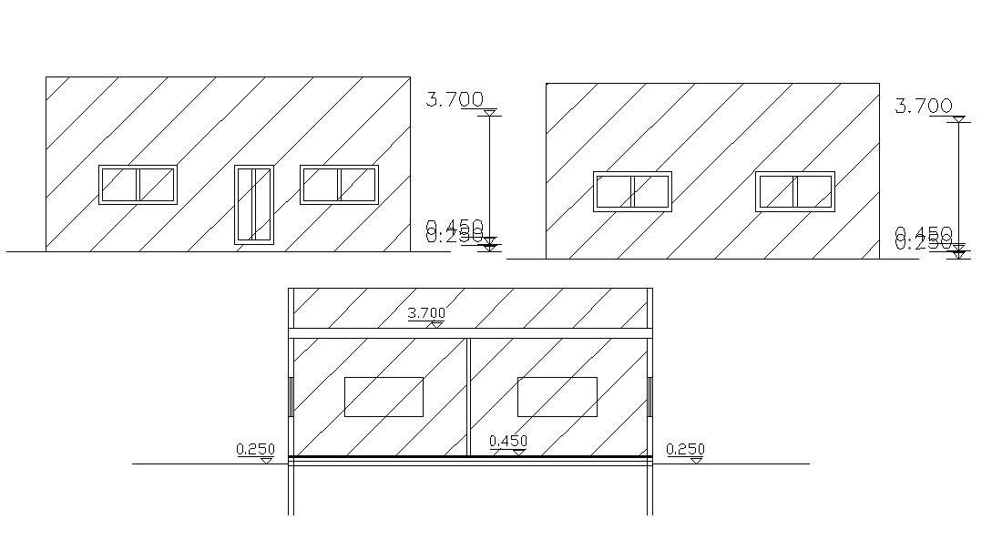 Small House Sectional Elevation Drawing Free DWG File - Cadbull