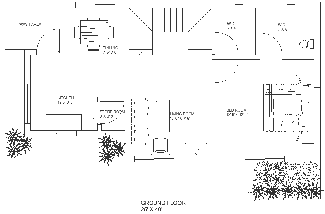 small-one-bhk-single-storey-house-plan-dwg-autocad-drawing-cadbull