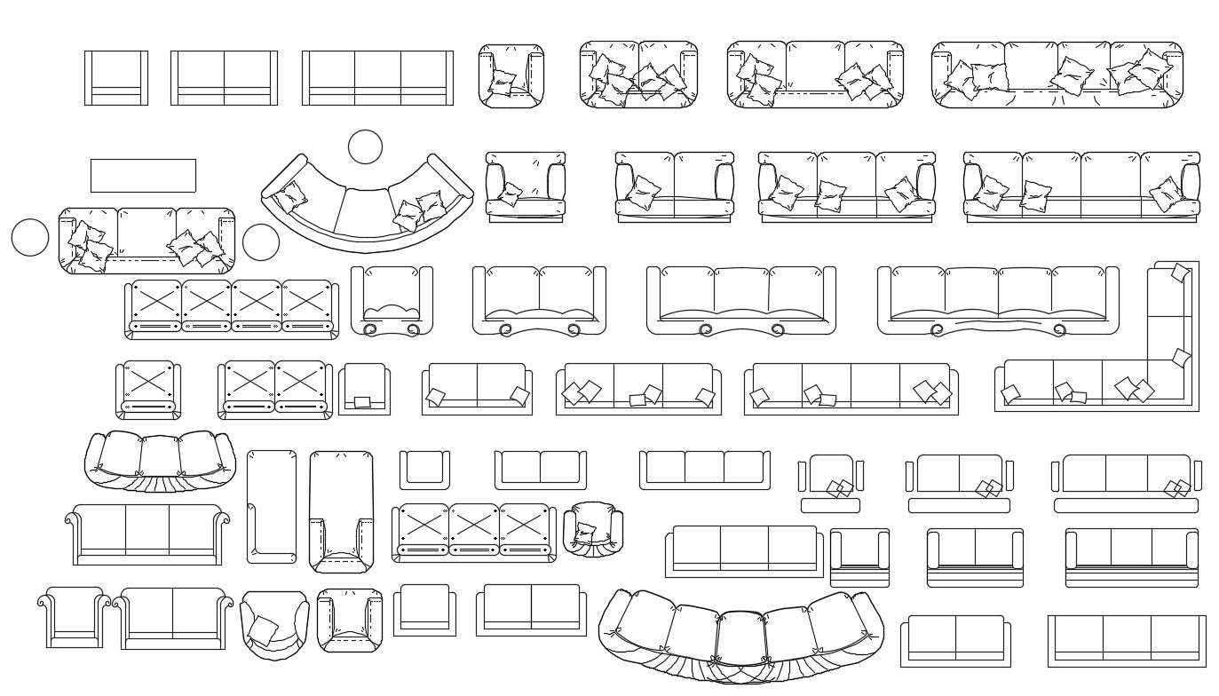 Cad Elevation Drawing Sofas Dwg Free Cad Blocks