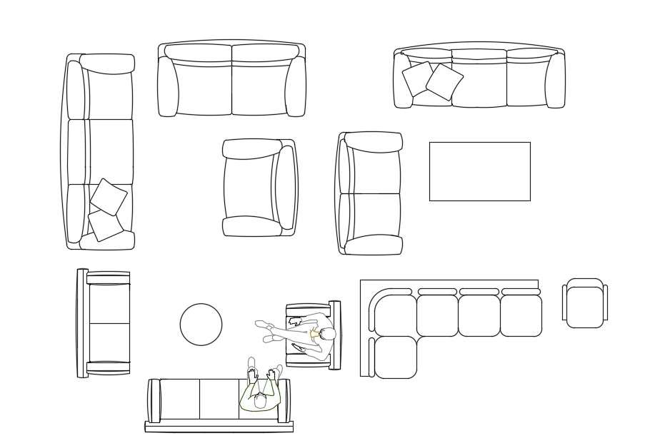 Sofa AutoCAD Furniture Blocks Drawing Free download - Cadbull