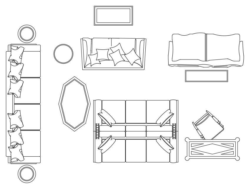 Sofa Set Pillow CAD Blocks AutoCAD Drawing Free DWG File ...