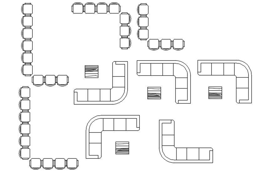 Sofa set and chairs CAD blocks in detail AutoCAD 2D drawing, CAD file ...