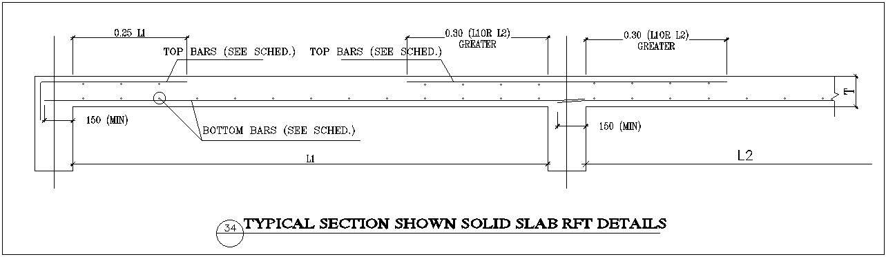 Solid Slab Reinforcement Section CAD Drawing In AutoCAD DWG File