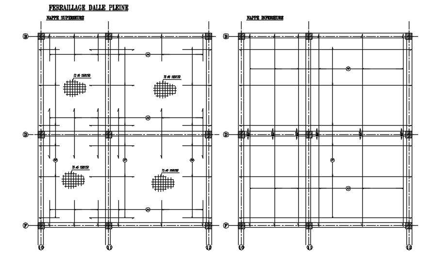 Autocad 2d Drawing Of Solid Slab Reinforcement Details Cad File Dwg ...