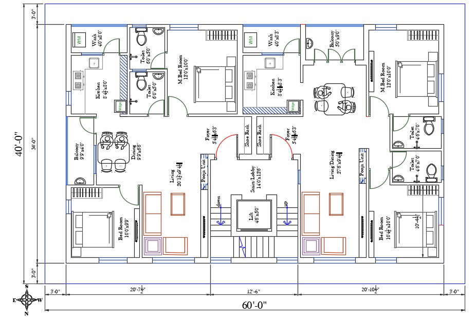 south-facing-2400-sqft-2-bhk-apartment-house-layout-plan-dwg-file-cadbull