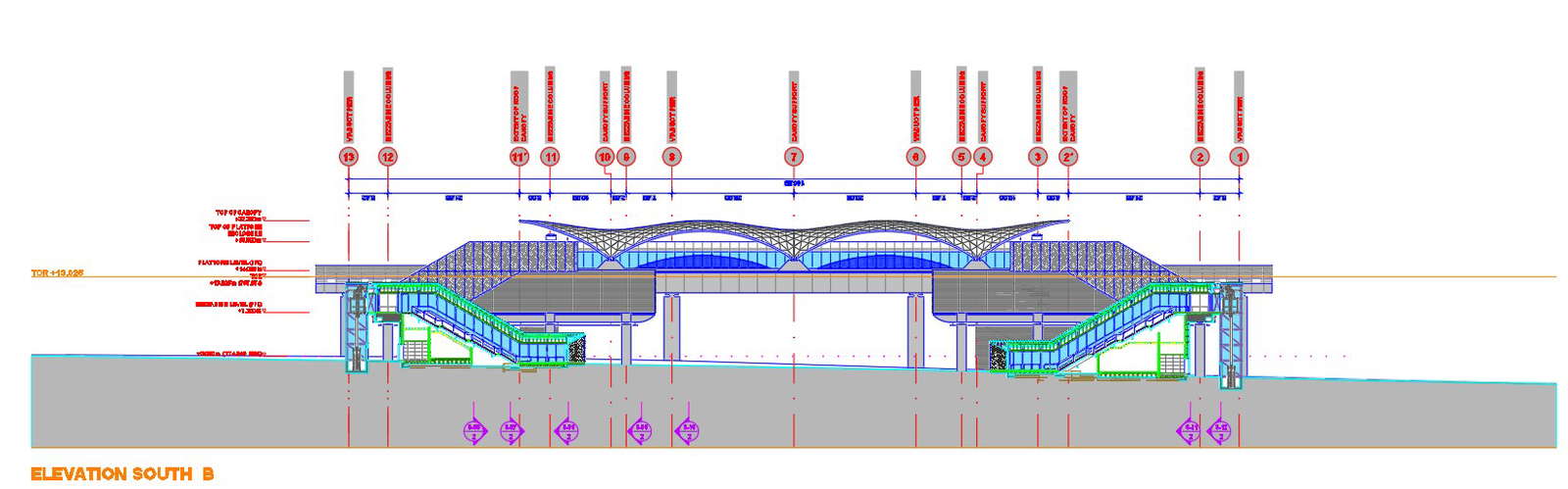 South elevation B of metro station in AutoCAD 2D drawing, dwg file, CAD ...