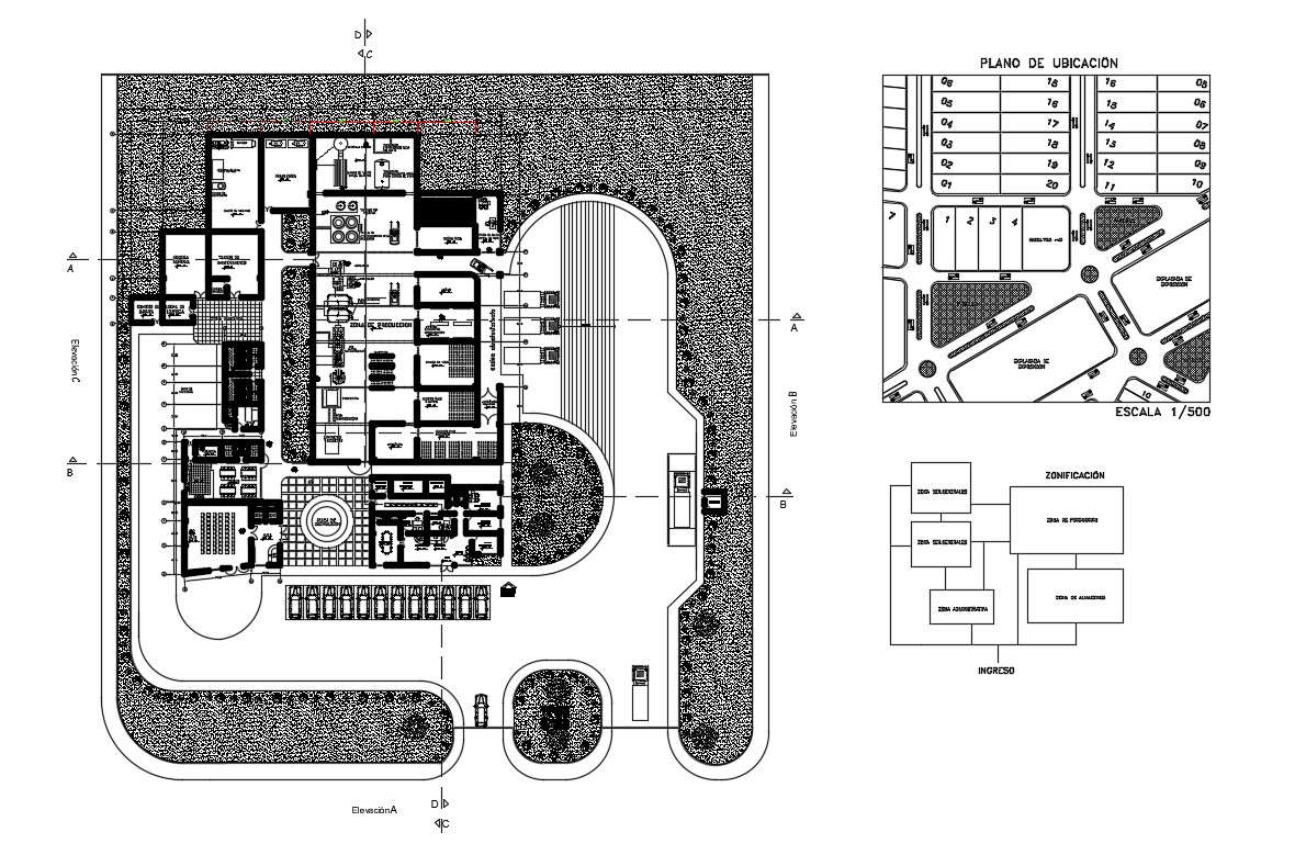 soybean processing plant distribution plan and auto-cad