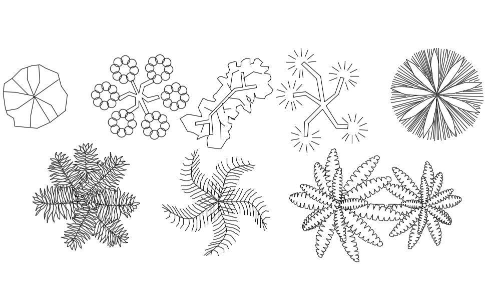 Splendid Nine different types of plant's blocks drawings are available ...