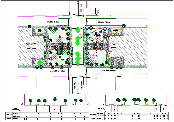 Square Theme Public Park Landscaping Details Dwg File - Cadbull