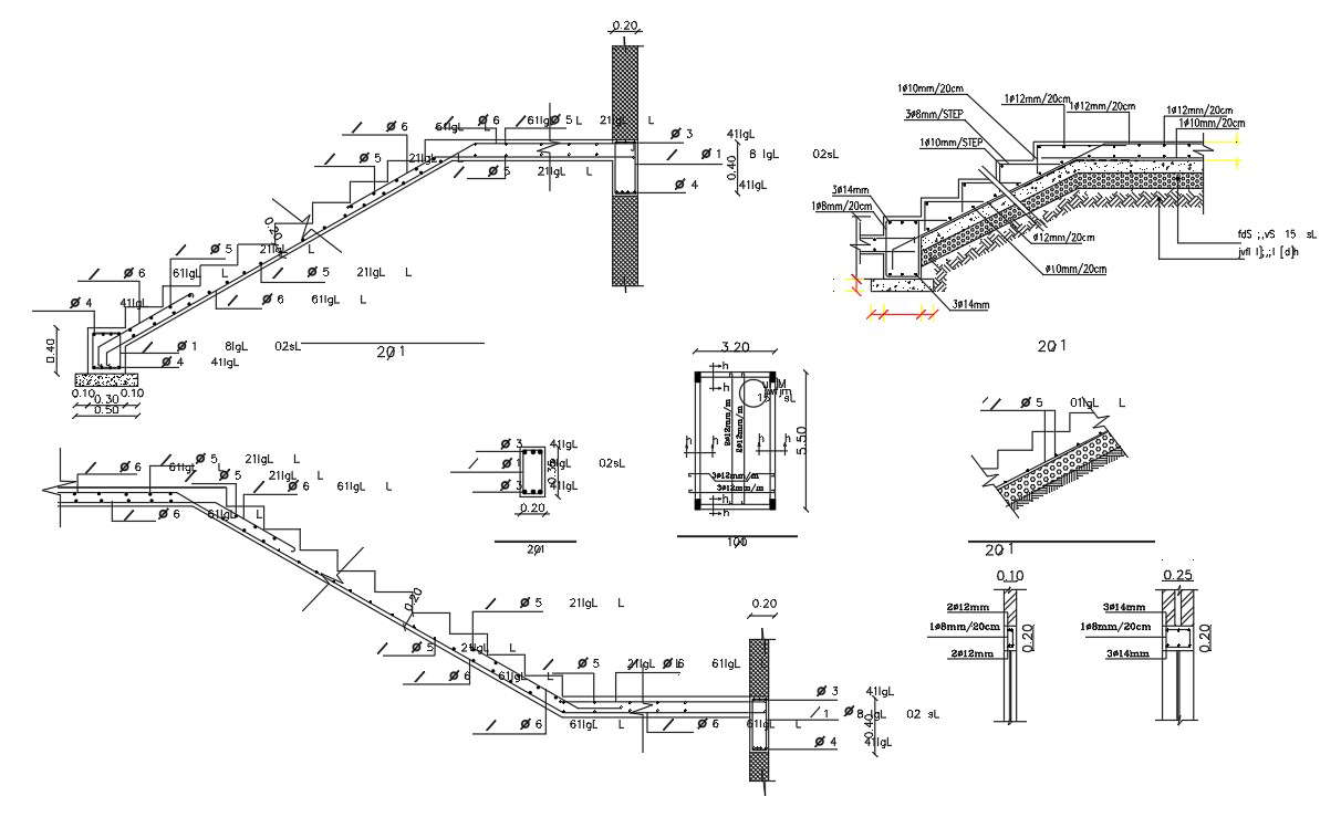 Stair Section And Beam Joints Design DWG File - Cadbull