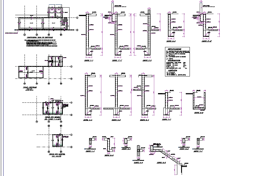 Stair section detail and column detail dwg file - Cadbull