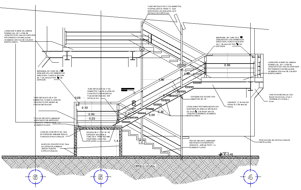 Stair section detail dwg file - Cadbull