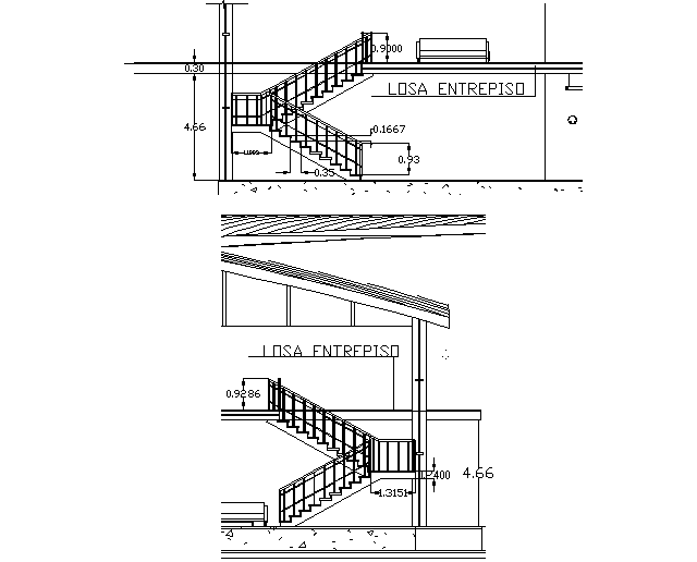 Stair section plan detail dwg file - Cadbull