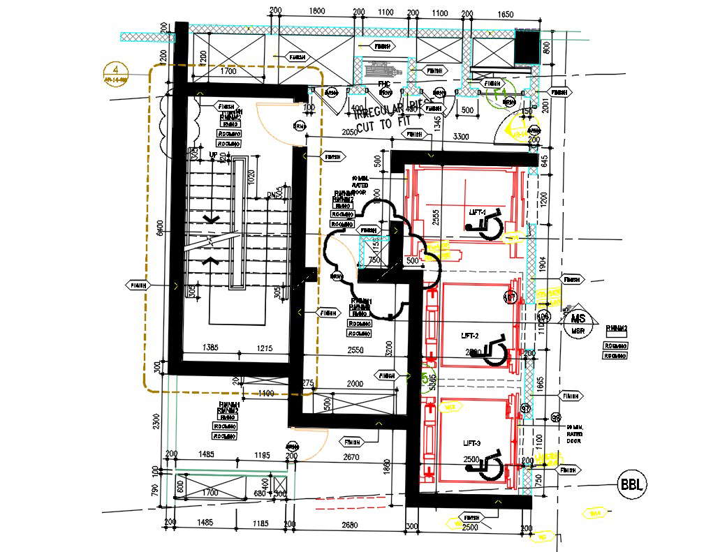 Staircase And Lift For Commercial Building CAD Drawing - Cadbull