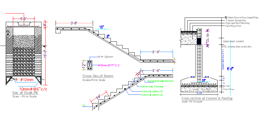 Staircase Construction Details and Elevation dwg file - Cadbull