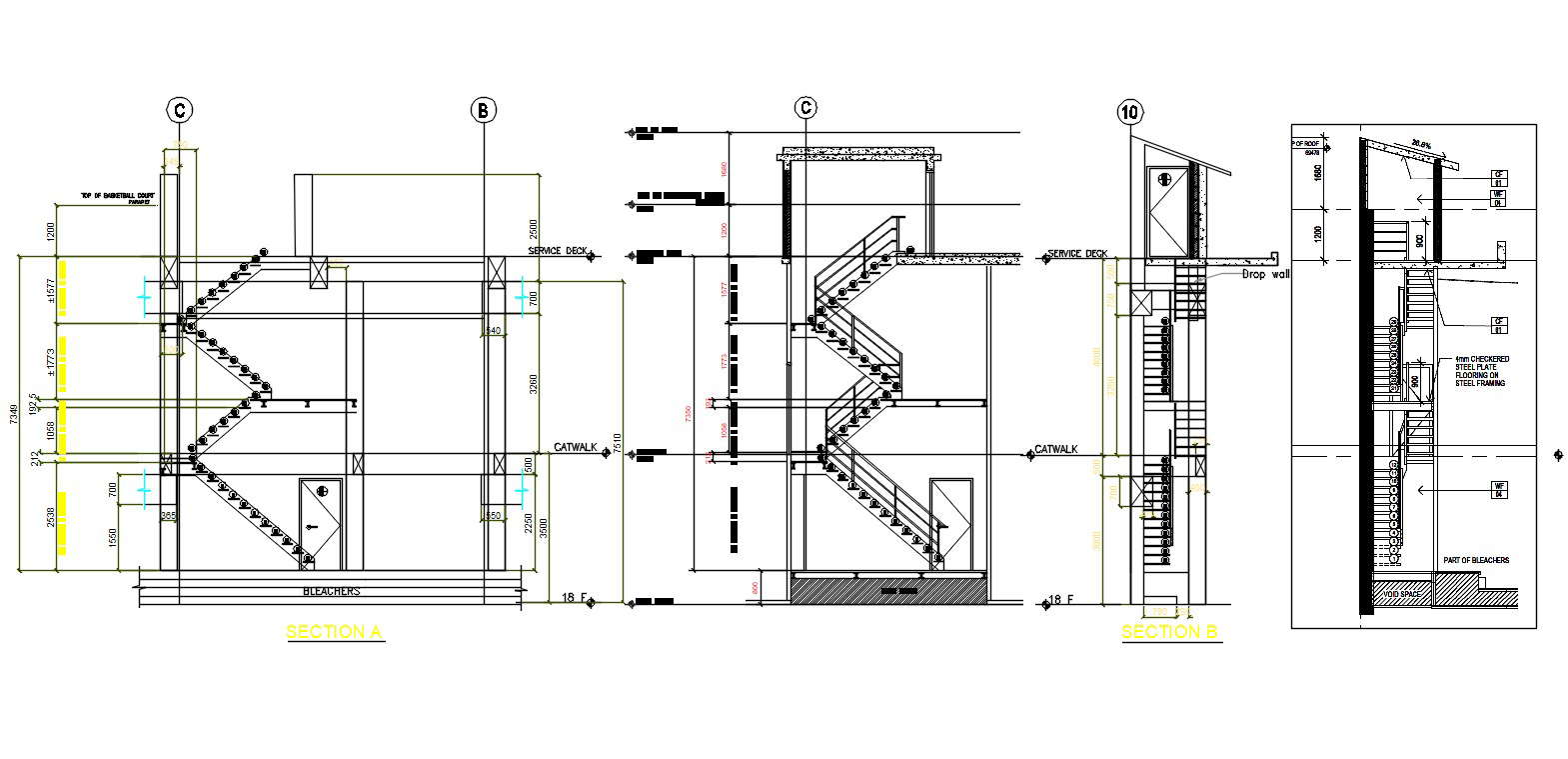 Staircase Section And Elevation Design Drawing AutoCAD File - Cadbull