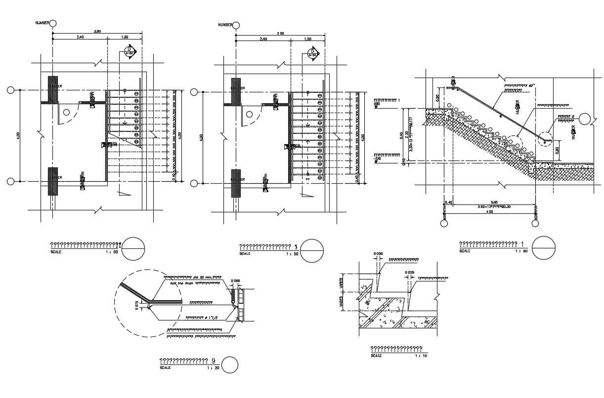 Staircase Section Details - Cadbull